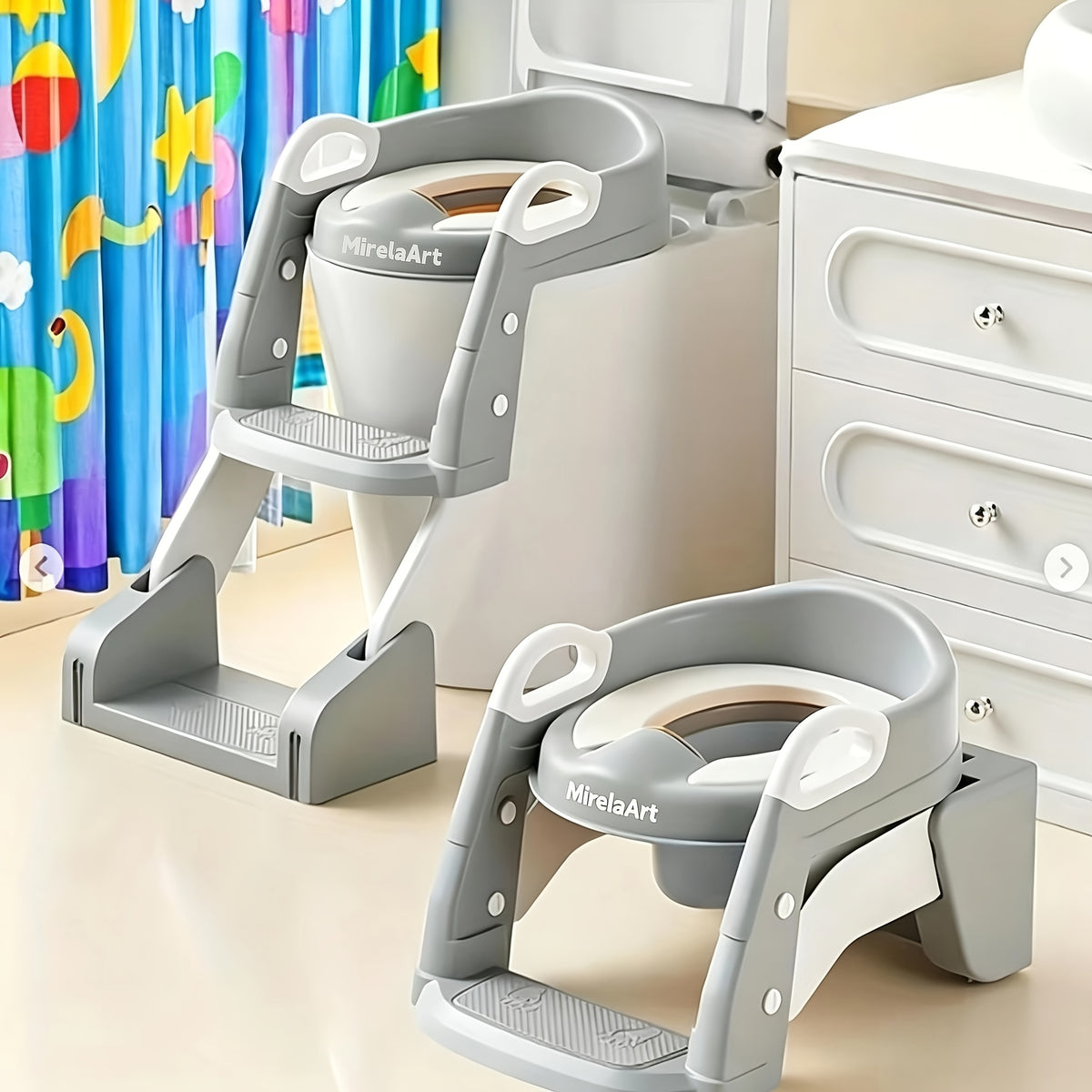 Potty Training Seat With Step Stool Ladder, Potty Training Toilet For Boys Girls Kids, Potty Chair Adjustable Potty Seat For Toilet With Anti-Slip Wide Steps - product image 5