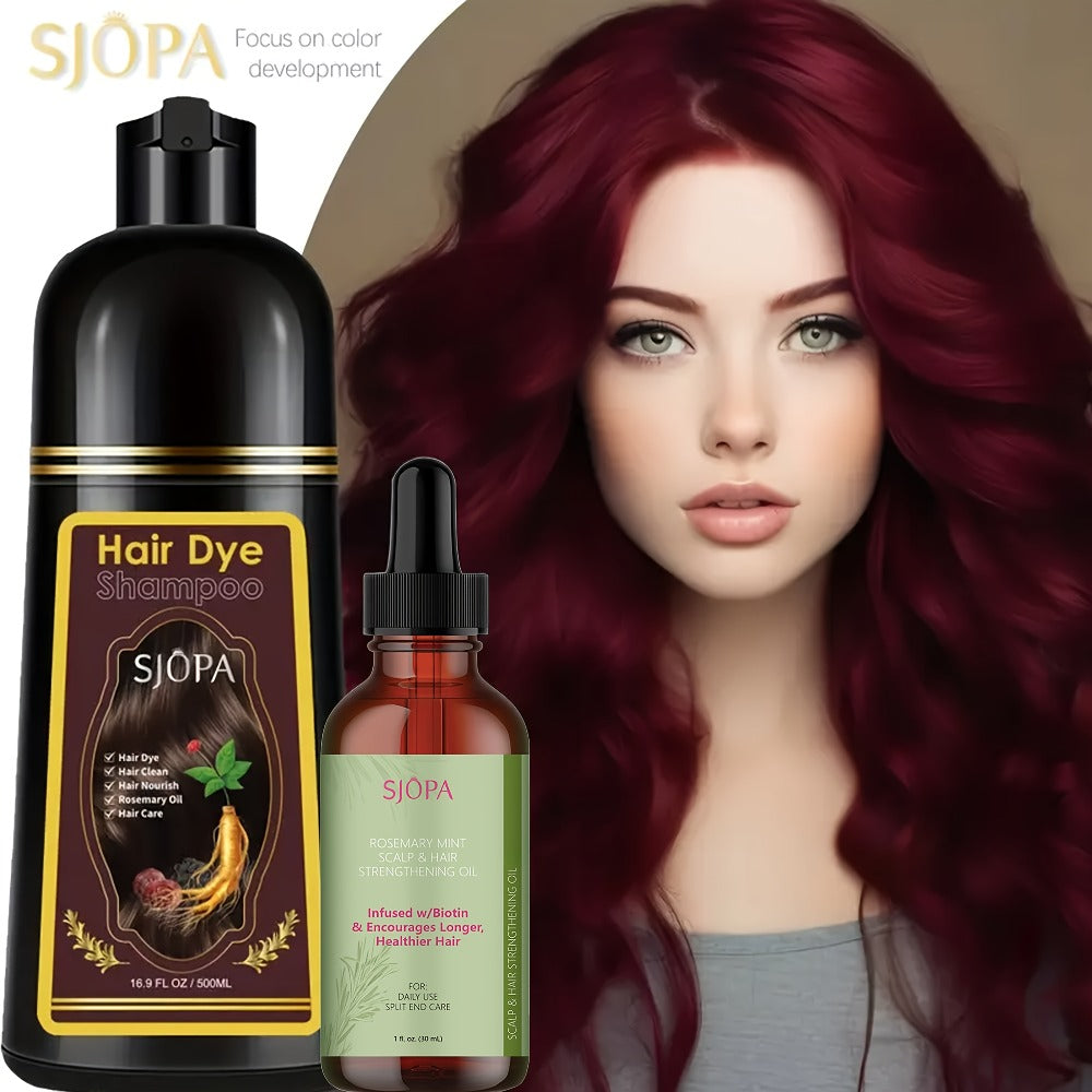 Hair Dye Kit 3-in-1 Color Shampoo with Rosemary Oil 500ml - Natural Safe No Ammonia Quick Coloring Gray Coverage Gentle on Skin Unisex Black Brown Red Purple Silver 12 Shades - product image 11