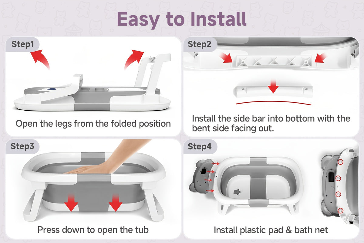 Foldable Bathtub, Foldable Baby Bathtub With Soft Cushion and Thermometer, Non-slip, Portable Travel Bathtub, Includes Soft Floatation Cushion, Durable and - product image 14