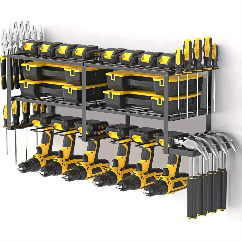 Power Drill Holder Wall Mount – Heavy Duty Tool Storage Rack with 3/4 Layer Floating Shelf | Cordless Drill Organizer | 4/6/8 Drill Holders Workshop Tool Rack for Garage & Workshop - product image 10