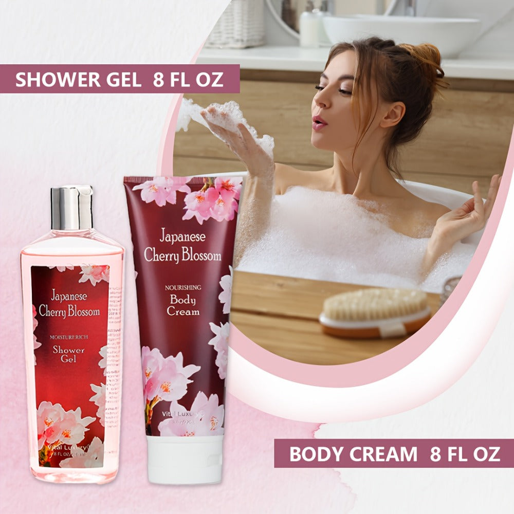 Cherry Blossom Body Wash Set for Women 8oz – Moisturizing Body Cream & Shower Gel Gift Set Light Non-Sticky Long-Lasting Floral Scent All Skin Types Valentine's Day Mother's Day Bi - product image 4