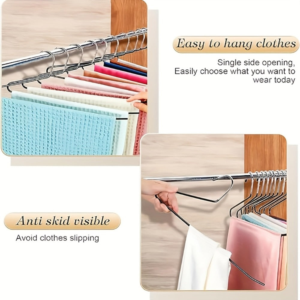 Pants Hangers Metal Open Leg Non-Slip - Heavy Duty Trouser Jeans Hanger for Wardrobe, Space Saving, Black or White, 10/20/30/50pcs - product image 18