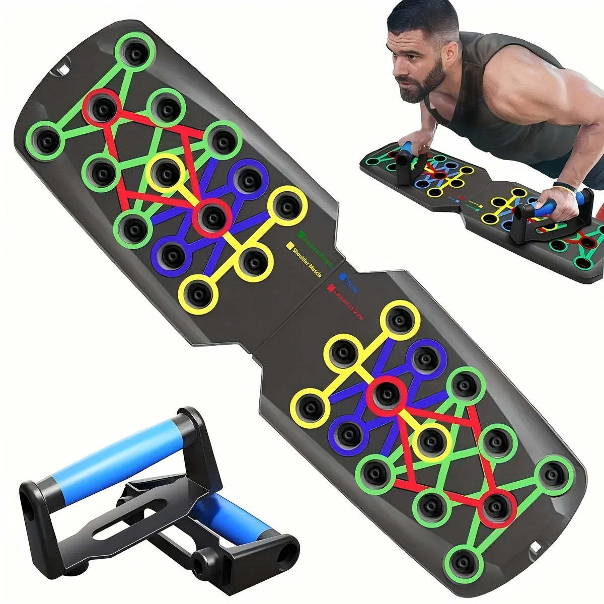 Push Up Board Multifunctional Color-Coded Chest Workout System – Shoulders – Adjustable Home Gym Equipment for Chest – Triceps & Back Strength Training - product image