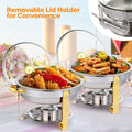 Stainless Steel Chafing Dish Set Buffet Warmer with Food Trays Water Trays Fuel Holders Mirror Finish Gold Handles Commercial Catering Buffet Server - product image 8