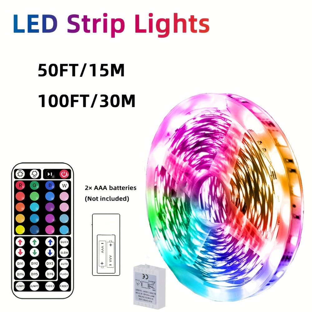 RGB LED Strip Lights 50ft/100ft – Color Changing Tape Light with 44-Key Remote, 20 Colors & 8 Modes, Easy Install, for Bedroom, Living Room, Kitchen, Bar, Wedding & Party Decoratio - product image 4