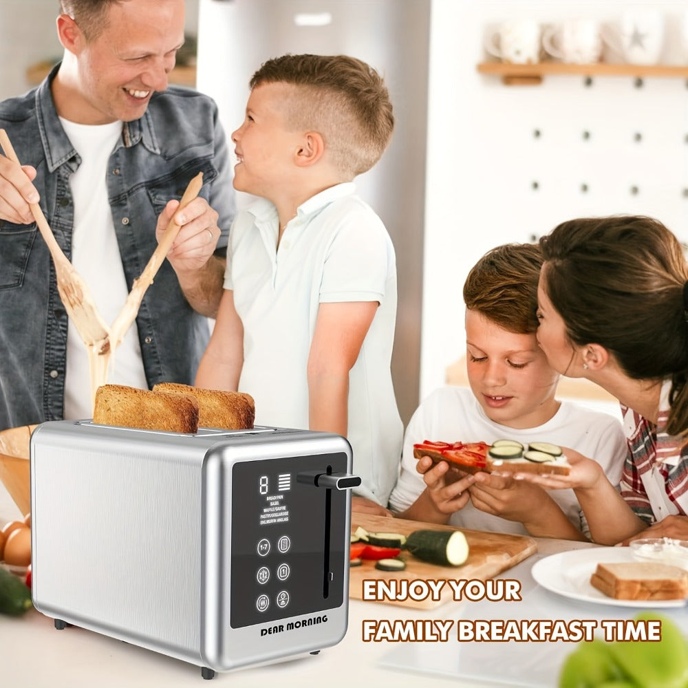 Stainless Steel Toaster 2-Slice Smart Touch Screen – 5 Bread Selections, 7 Shade Settings, Bagel/Defrost/Cancel/Reheat, 1.5" Wide Slot, Removable Crumb Tray - product image 3