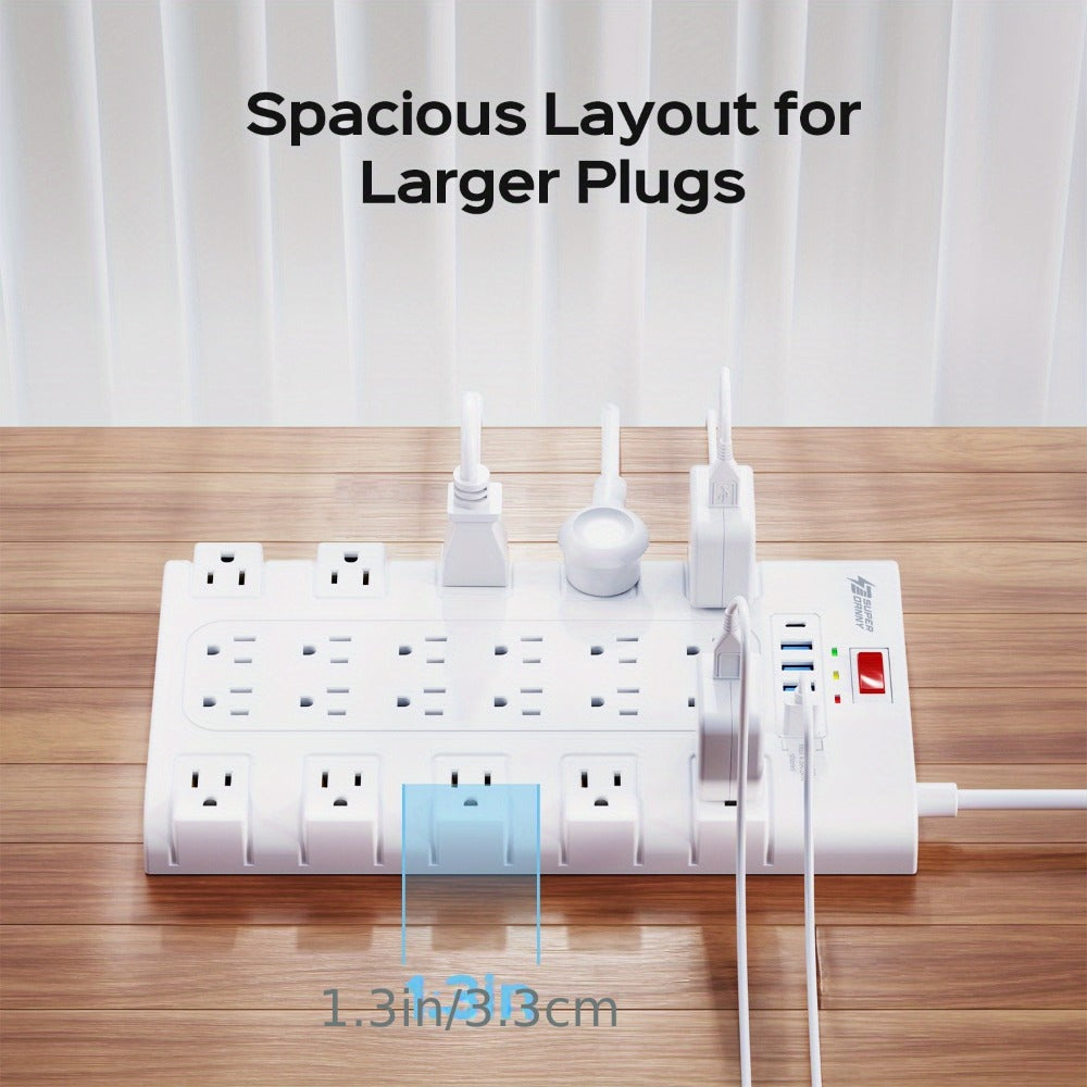 Power Strip Surge Protector 28-in-1 with 22 Widely Spaced Outlets 5 USB-A 2 USB-C Ports 2100 Joules Flat Plug Wall Mountable 6.48FT 14AWG Heavy Duty Extension Cord for Home Office - product image 9