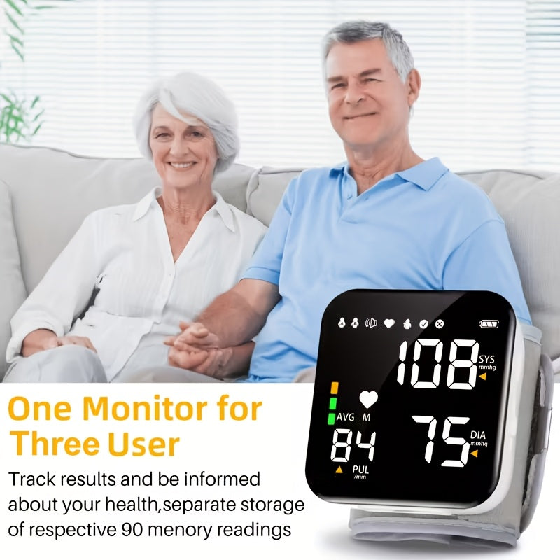 Automatic Wrist Blood Pressure Monitor with Large LCD Screen - Digital Blood Pressure Cuff with Hypertension Detector, Heart Rate & Pulse Meter
