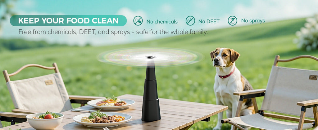Outdoor Food Fan 4-Pack Battery Powered Silent Table Fan with Hook for Picnic BBQ Patio Party Restaurant Desktop Home Food Protection Black - product image 15