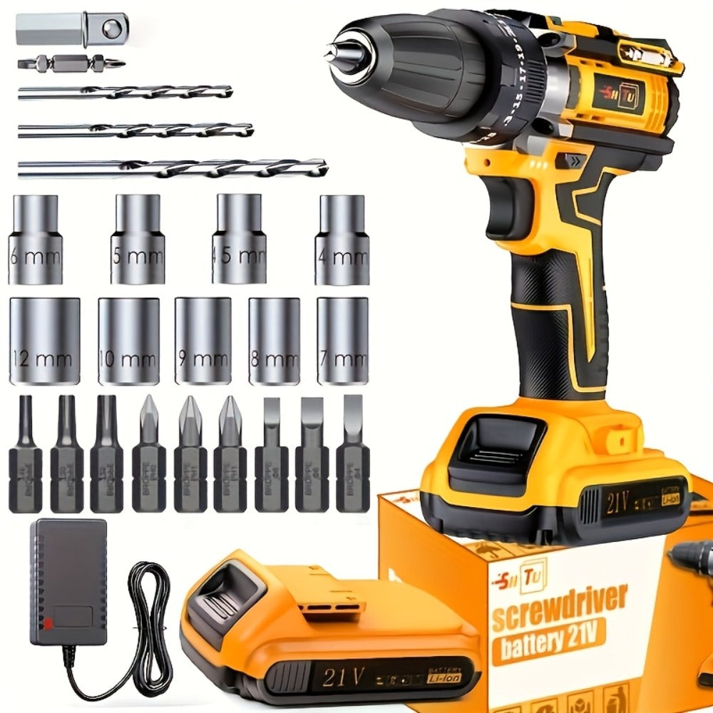 21V Cordless Drill Brushless Impact Wrench Multifunctional – Lithium Battery, Quick Charger, Variable Speed, Tighten Screws & Bolts, Compact Power Tool for Home, Car Repair & DIY – - product image 12