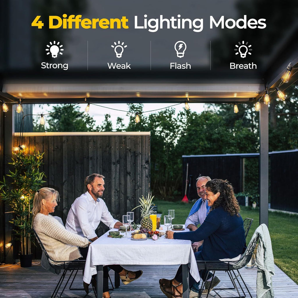 100ft/50ft Waterproof LED String Lights with Shatterproof ST38, Dimmable Outdoor Lights Suitable for Yard, Pool, Camping, Wedding & Garden Decor, 4 Mode - product image 9