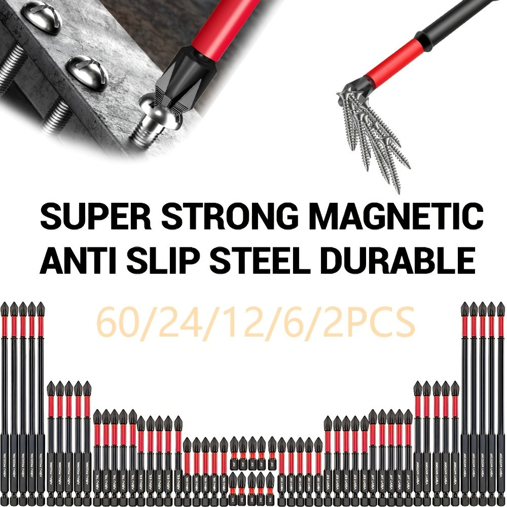 Impact Screwdriver Bits S2 Steel Anti-Slip, Magnetic Phillips Cross Drill Bit Set with Anti-Slip Teeth & High Hardness Tungsten Steel, Power Tool Bits for Home Repair, Bicycle, Fur - product image