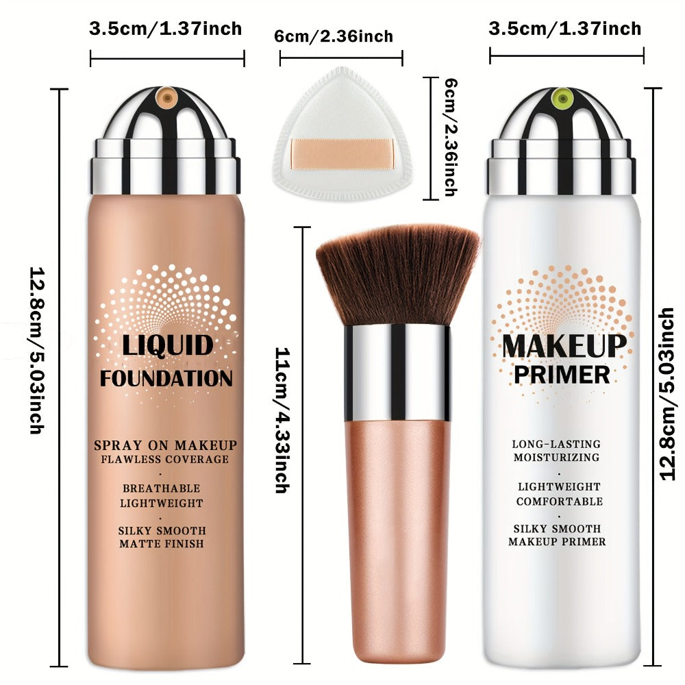 Liquid Foundation & Primer Set for Mature Skin 3-in-1 CC Cream BB Cream Silky Smooth Long-Lasting Formula - Buildable Coverage 4 Shades Natural Beige Nude Porcelain, Anti-Aging Dai - product image 5