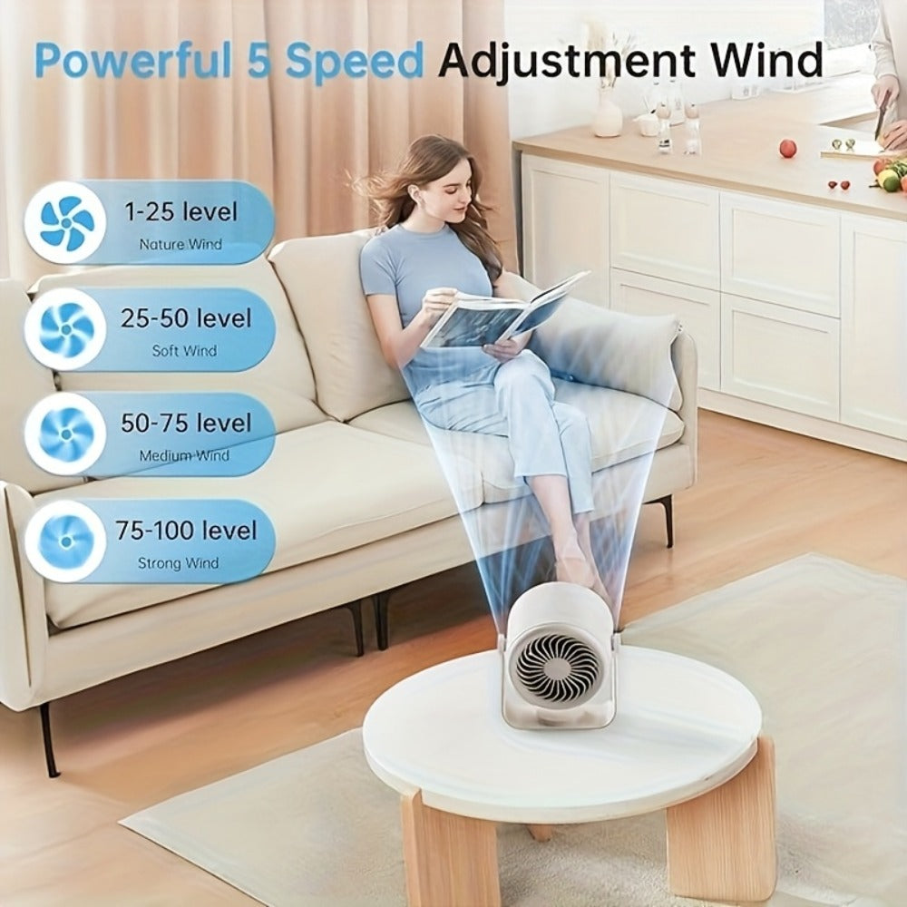 Wall Mount Fan Desktop 5400mAh Battery 5-Speed Digital Display Silent USB Rechargeable Portable for Office Bedroom Bedside Travel Camping Wall Mounted or Tabletop - product image 2