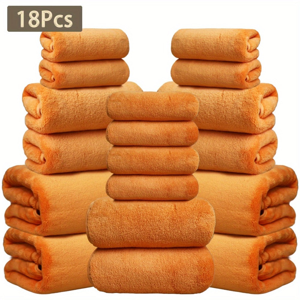 Coral Velvet Bath Towel Set 18pcs – 4 Bath Towels 4 Hand Towels 10 Washcloths Hotel Quality Soft Absorbent - product image 11