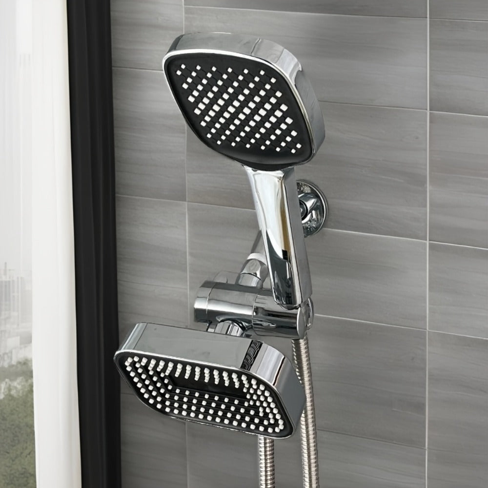 2-in-1 High Pressure Handheld Shower Head Set with Rain Showerhead – Long Hose T-Valve ABS Wall Mount Bathroom Upgrade - product image 2