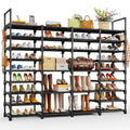 Large Metal Shoe Rack 4-Row 9-Tier Freestanding Shoe Organizer for Entryway Bedroom Hallway | 64-Pair Capacity Shoe Tower with Golden Tubes DIY Adjustable Shelves Space-Saving Vert - product image 16