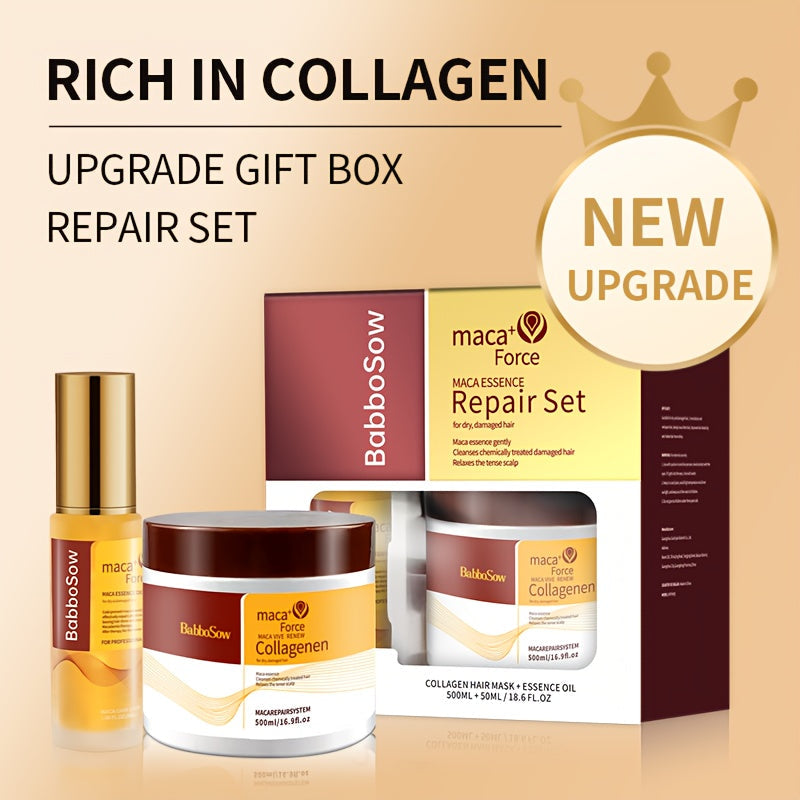 Argan Oil Collagen Hair Mask Set 500ml — Keratin Deep Conditioning Treatment, Repairs Damaged Dry Hair, Restores Shine & Strength, Maca Essence + Essential Oil, Gift for Women - product image 13