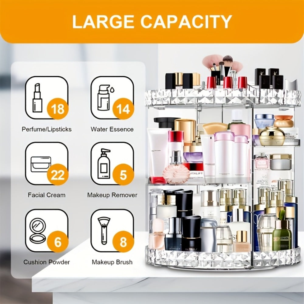 Rotating 360 Makeup Organizer Spinning Cosmetic Storage Display Rack 7 Adjustable Layers Large Capacity Skincare Holder for Vanity Countertop Bathroom Dresser White Blue Gray - product image 9