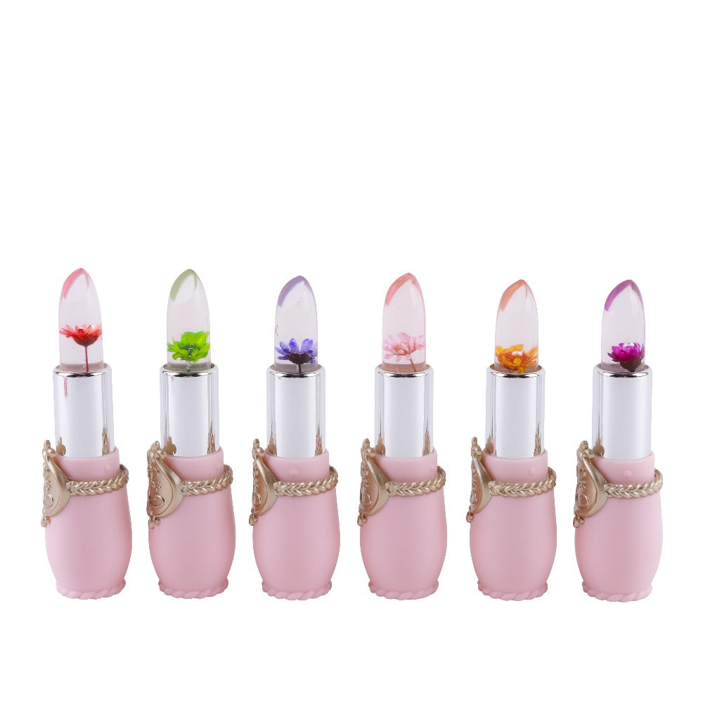 Color Changing Lip Balm Set 6PCS Flower Jelly Lipstick Thermostat Tinted Moisturizing Peach Flavor - Glossy Natural Look Lip Care Gift for Women Girls Pink Black - product image 3