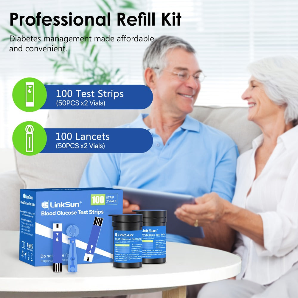 Blood Glucose Monitor Kit with 100 Test Strips & Lancets | Linksun Diabetes Testing Set | Large Display 448 Memory No Coding Glucometer - product image 6