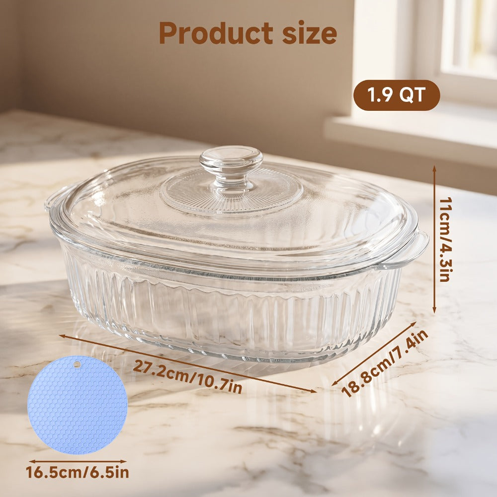 Borosilicate Glass Baking Dish with Lid 96oz – Oval Casserole Pan Microwave Oven Fridge Safe | Multi-Use for Baking, Meal Prep, Grilled Fish, Salad & Food Serving | Kitchen Bakewar - product image 9