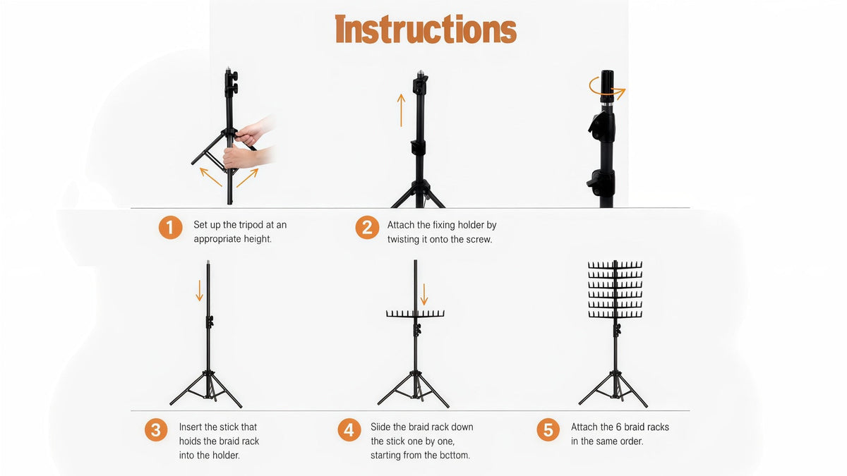144 Strand Braiding Hair Rack Standing Height Adjustable 30-50 Inch Foldable – Tangle-Free Hair Extension Holder | Knotless Box Braids Cornrows Organizer | Salon Hairstylist Tool B - product image 16