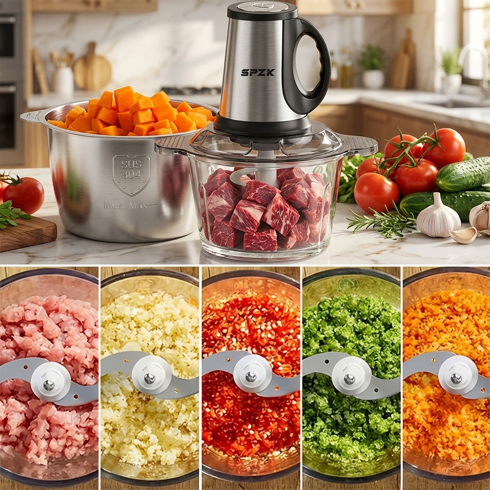 Electric Food Chopper with 2 Bowls & 2 Blades – Multi-Function Food Processor, Meat Grinder & Vegetable Chopper for Meats, Salads, Nuts, Garlic & More - product image 2