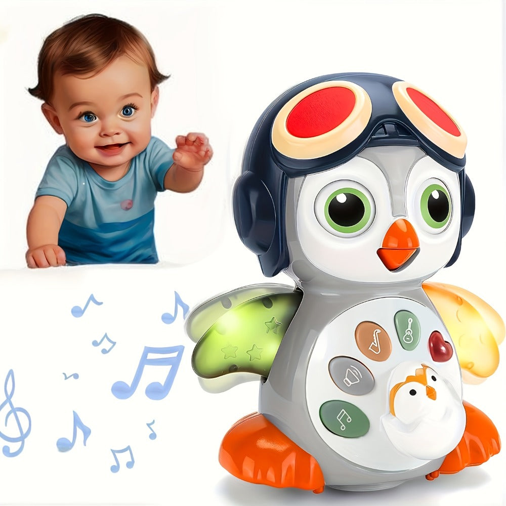Interactive Tummy Time Learning Toy for Infants 6-12 Months, Sensory Light Up Dancing Penguin, Perfect Easter Basket Stuffer & Baby Gift | Baby Crawling Penguin Musical Toy with Music, Lights & Movement