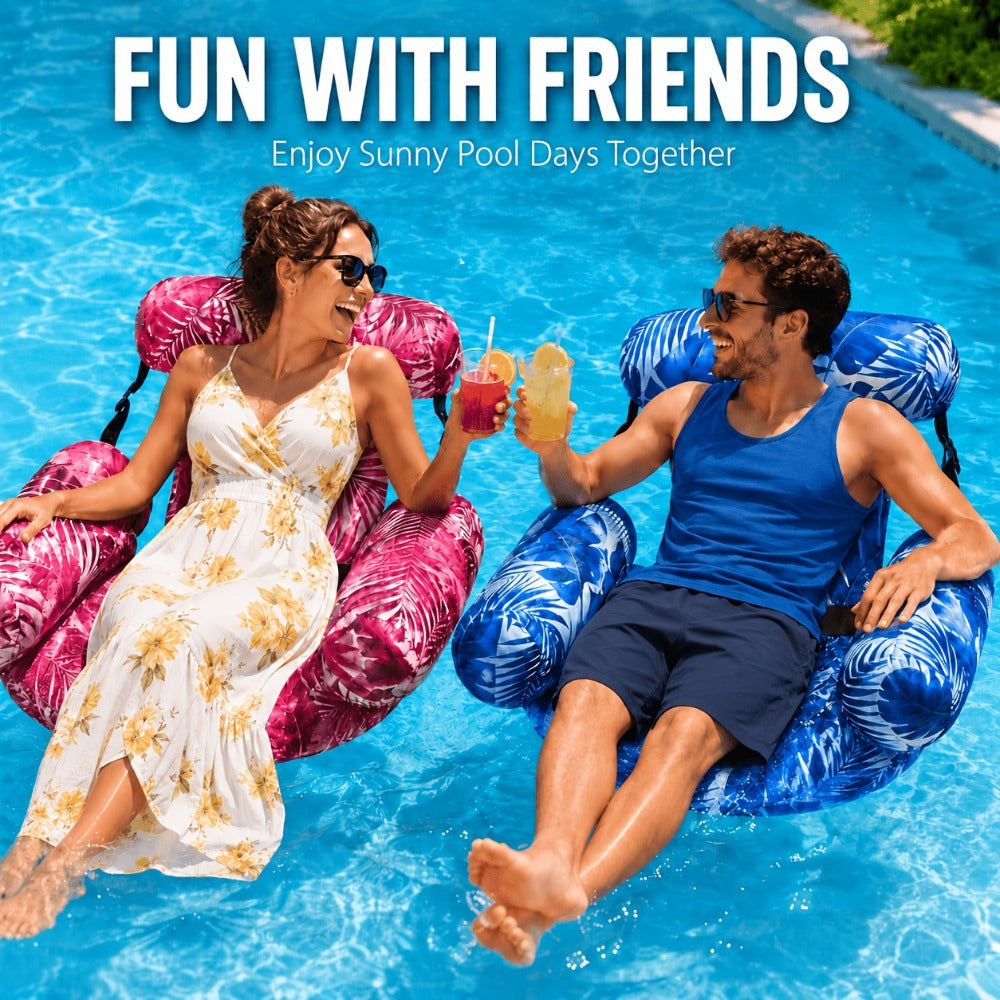 Tropical Leaf Inflatable Pool Float Lounger for Adults | Hammock Chair with Adjustable Back & Head Support, Buoyant Pillow, Fabric Cover, Pool Lake Beach - product image 4