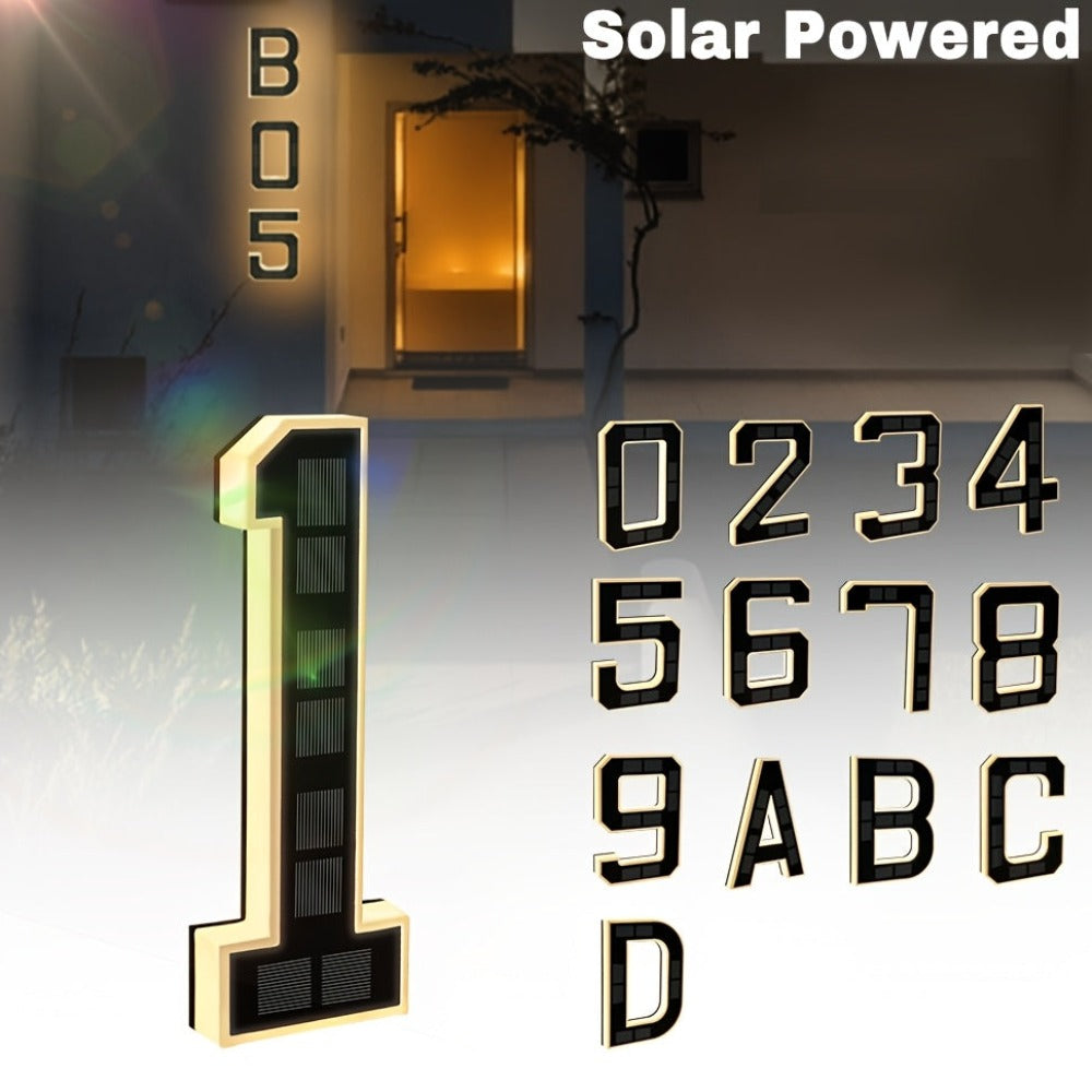 Solar House Numbers 9 Inch Backlit LED Address Sign – Waterproof IP44 Illuminated Number Plaques with Smart Light Sensor for Home Garden Courtyard Modern Decor - product image
