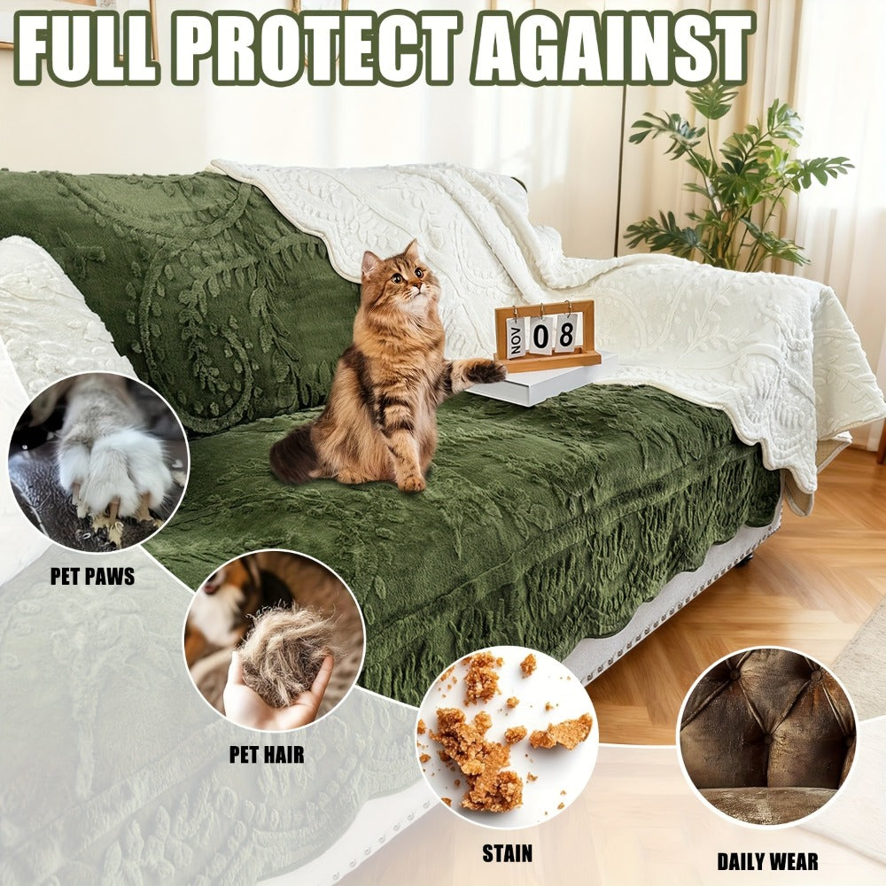 Faux Rabbit Fur Sofa Cover Thickened Quilted Plush Warm Non-Slip Machine Washable Pet Friendly Breathable Sofa Cushion for Living Room Bedroom Office - 2 3 Seater Large - product image 33