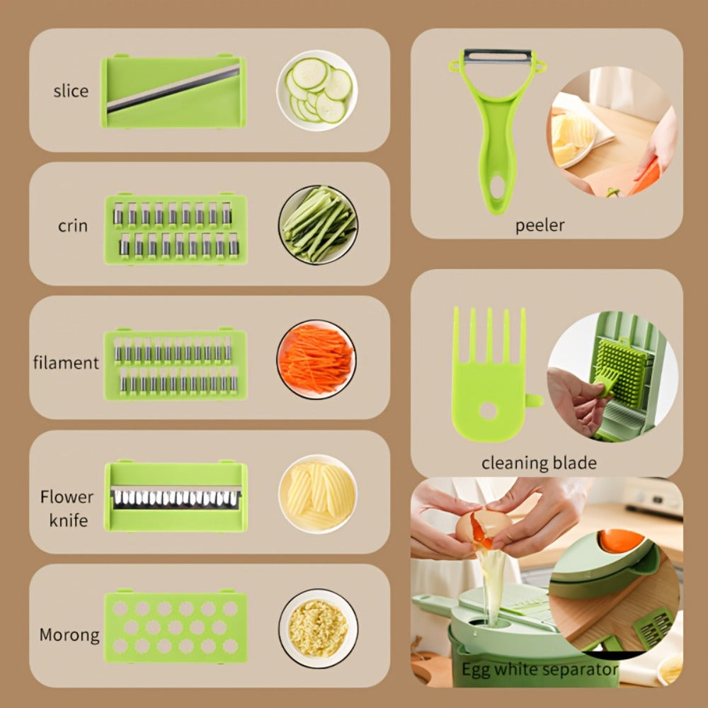Vegetable Chopper 16-in-1 Manual Food Chopper Slicer Dicer Grater with Container – Professional Onion Potato Carrot Cutter Kitchen Tool - product image 4