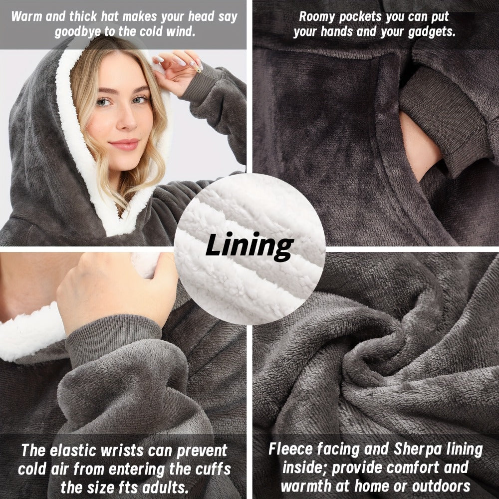 Wearable Blanket Hoodie - Oversized Extra-Long Ultra-Soft Acrylic Hooded Blanket for Adults, Warm Cozy TV Watching Winter Gift for Christmas Valentine's Day - product image 14