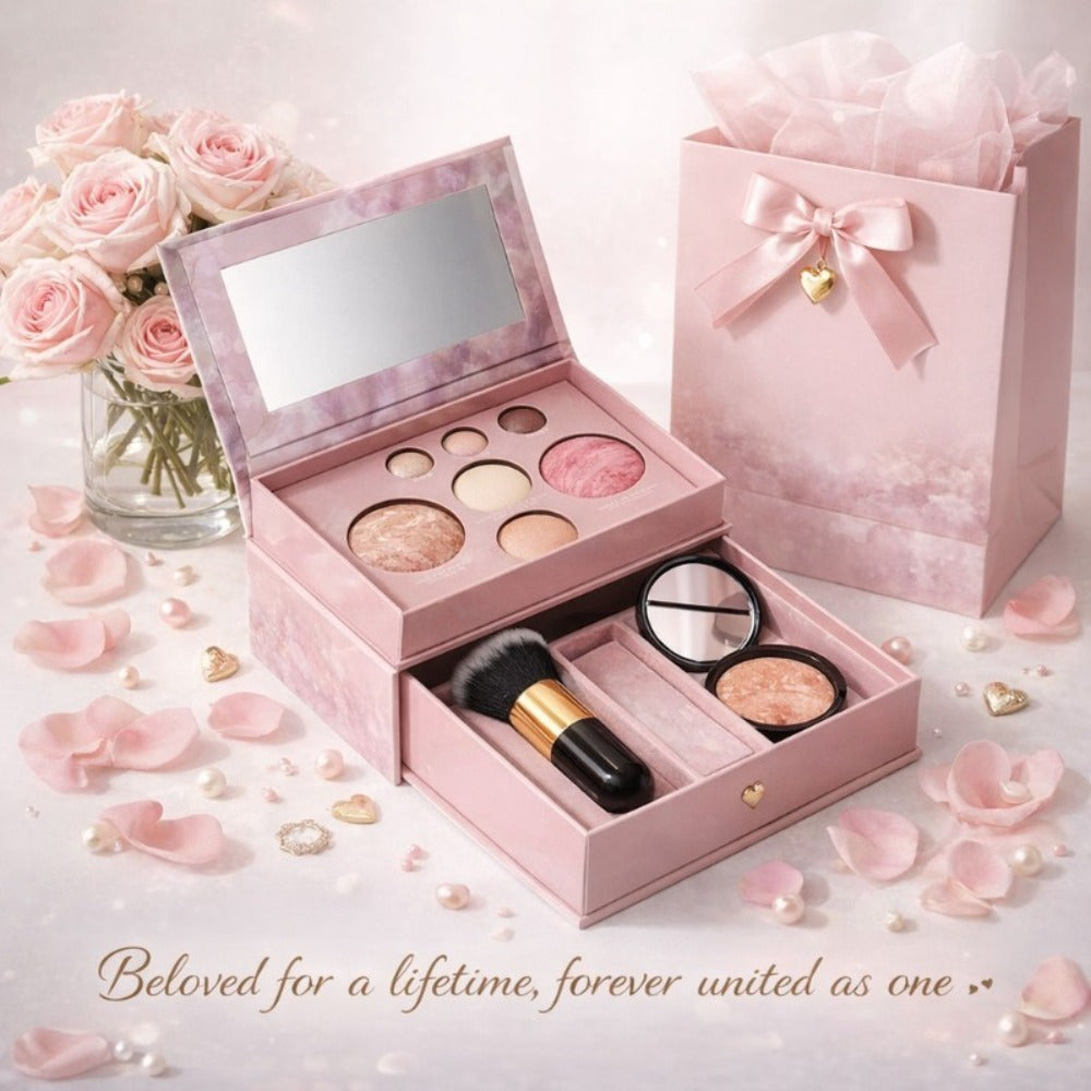 All-in-One Baked Makeup Palette Set 3pcs for Women – 7-Color Face Powder Blush Eyeshadow Trio & Concealer Brush, Portable Travel Compact, Flawless Finish All Skin Tones, Beauty Gif - product image 2