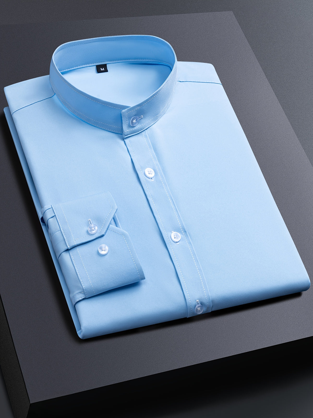 Men's Henley Collar Long Sleeve Shirt | Casual, All-season, Solid Color, Regular Fit, Button Details, Woven Fabric - product image 5