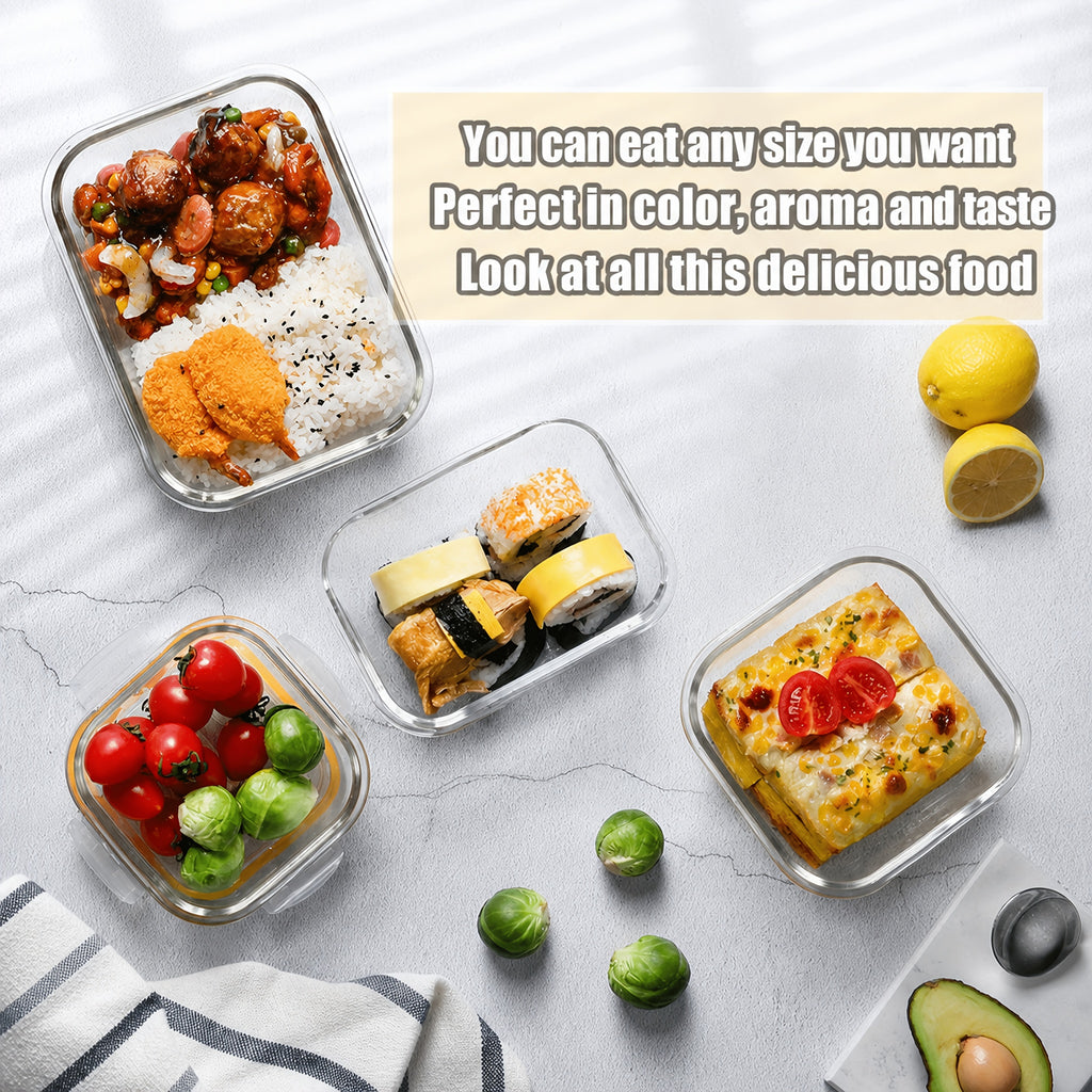 24 Pcs Set Including 8/12 Lids and 8/12 Box Glass Food Storage Box, Suitable for Refrigerator Storage Boxes, Microwave Ovens, Ovens - Perfect for Salads - product image 9