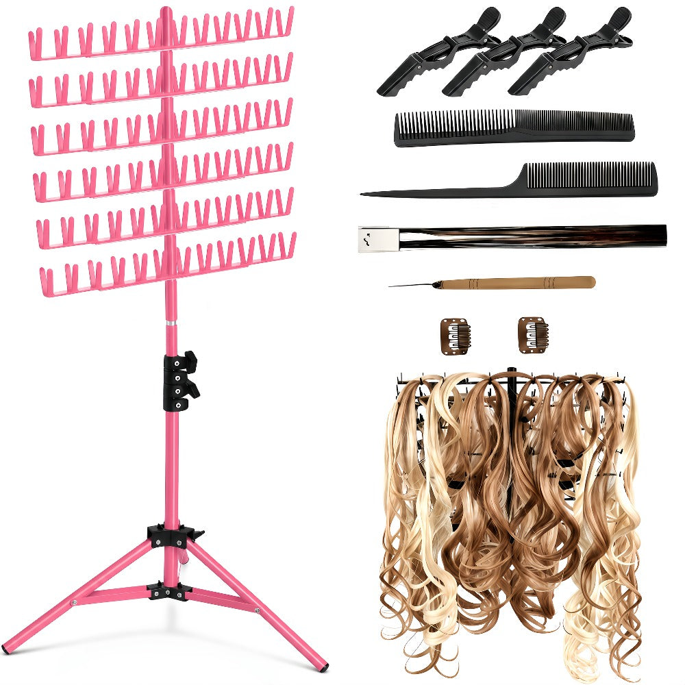 144 Strand Braiding Hair Rack Standing Height Adjustable 30-50 Inch Foldable – Tangle-Free Hair Extension Holder | Knotless Box Braids Cornrows Organizer | Salon Hairstylist Tool B - product image 4