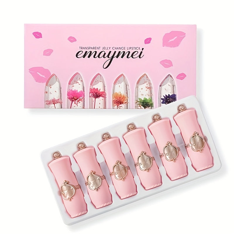 Jelly Lip Balm Set 6 Pack Color Changing — Temperature-Sensitive Dried Flower Extract, Sheer Moisturizing Clear Gloss, Natural Pink Tint, Long-Lasting Hydration Lip Care for Women - product image 15