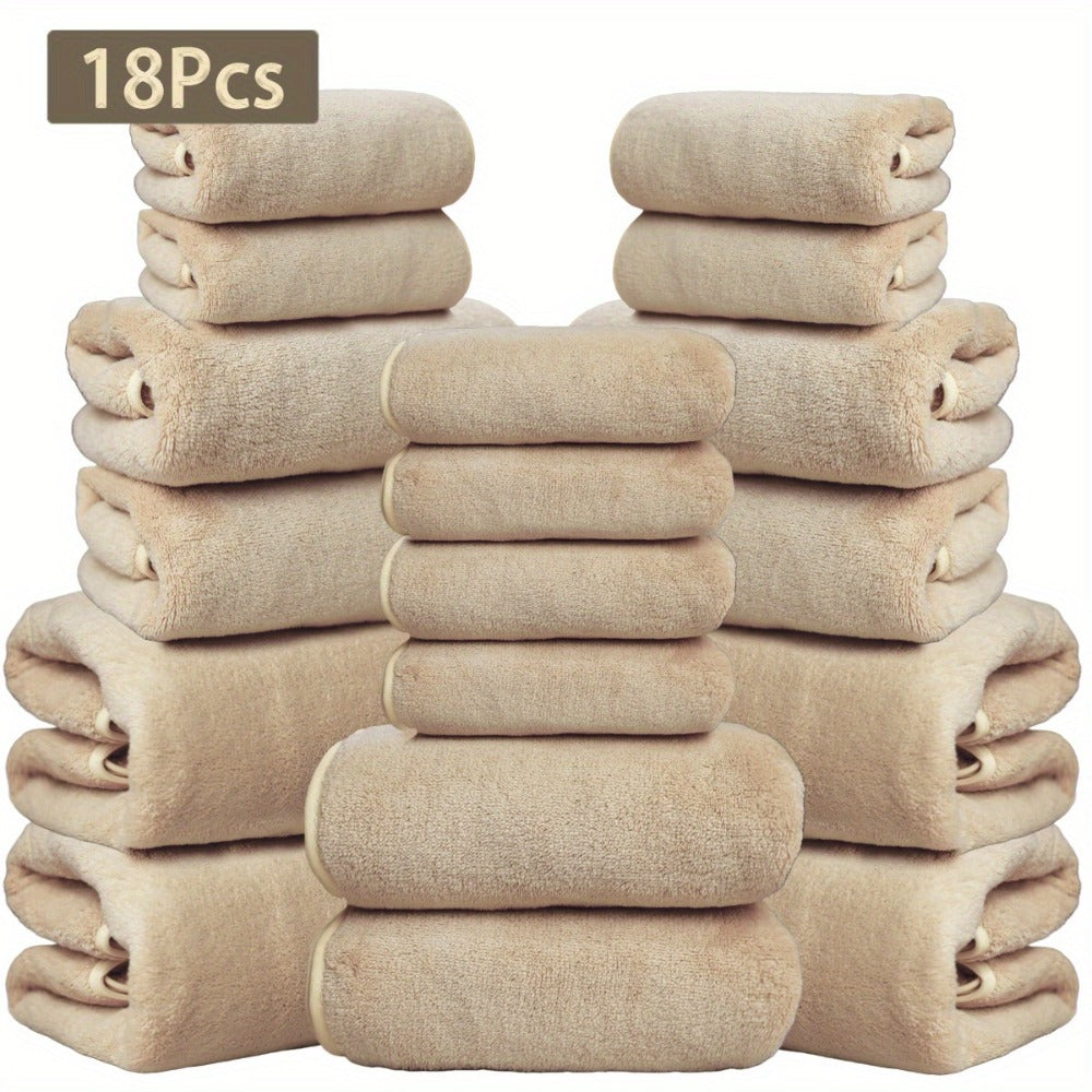 Coral Velvet Bath Towel Set 18pcs – 4 Bath Towels 4 Hand Towels 10 Washcloths Hotel Quality Soft Absorbent - product image 19