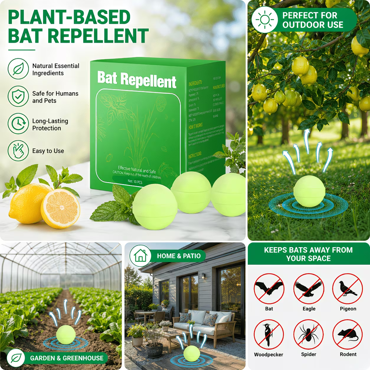 Peppermint Rodent Repellent Balls, Natural Mice Repellent Indoor Outdoor, Mouse Spider Ant Roach Repellent, Pest Control Balls for Home Garage Attic Kitchen - product image