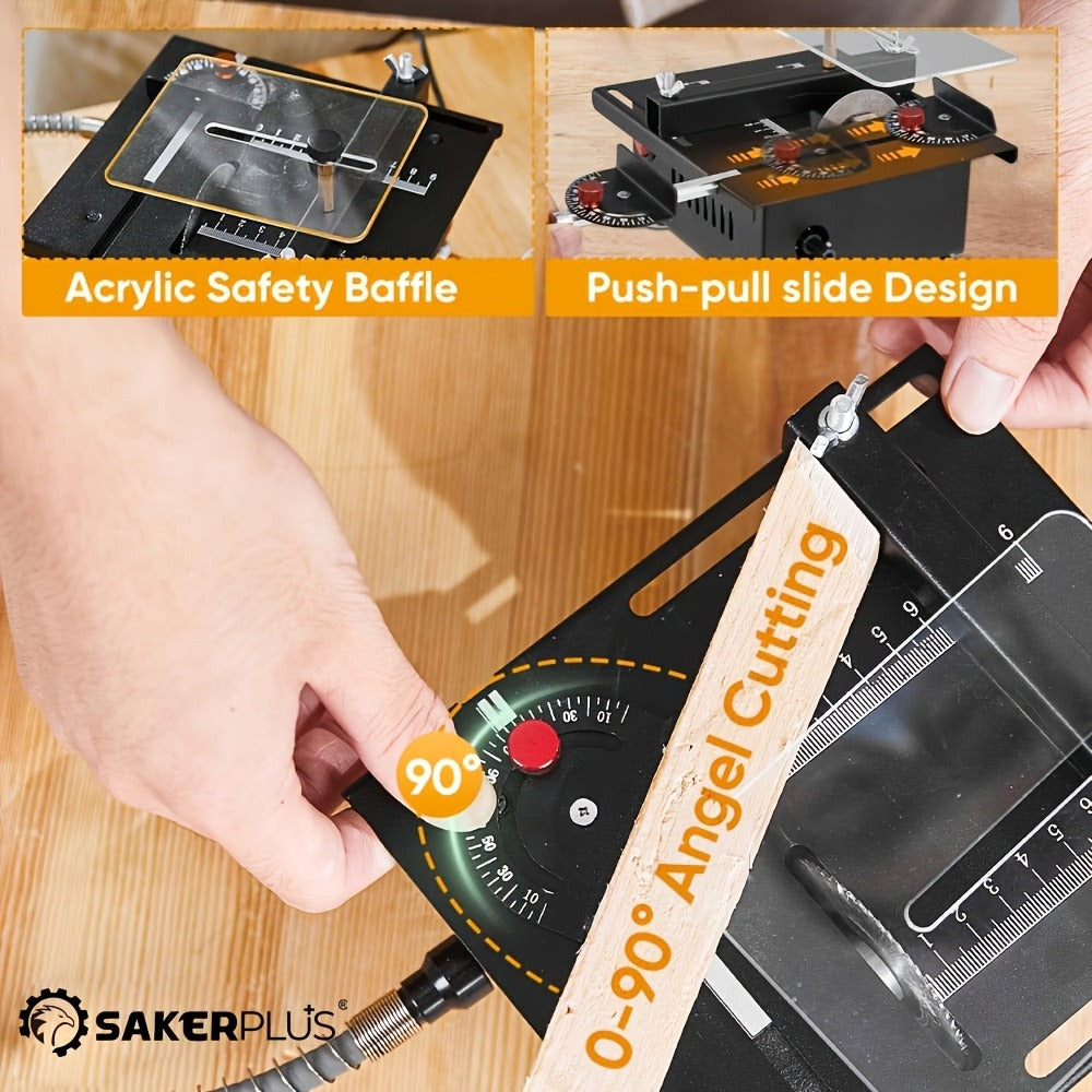SakerPlus Mini Table Saw - 120/136pcs Multifunctional Portable All-in-One Machine, 7-Speed Adjustable, Cutting Sanding Carving Drilling for Metal, Wood & Aluminum, DIY Power Tool G - product image 4
