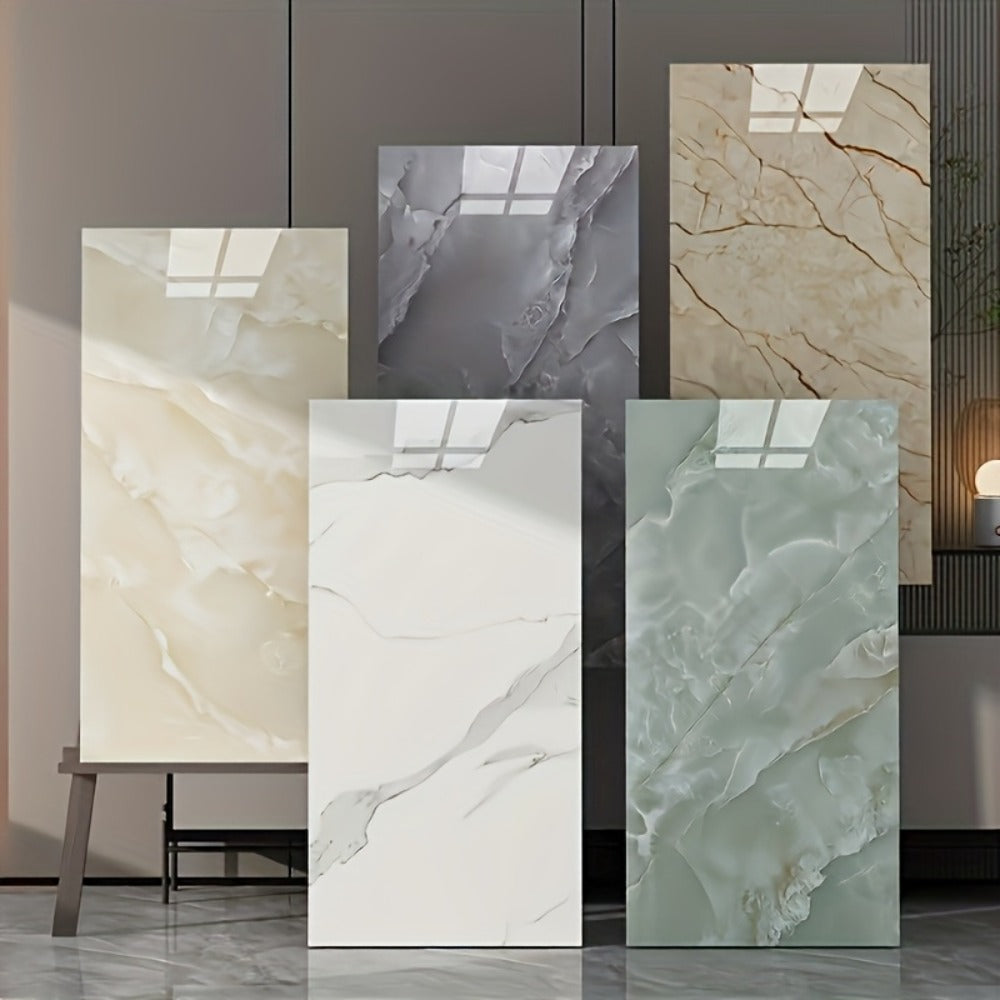 Marble Peel and Stick Wall Panels Self-Adhesive 3D Decorative Tiles - Glossy Marble Sheets for Bathroom Kitchen Living Room - Removable Vinyl Planks White Grey Black Imitation Ston - product image 2