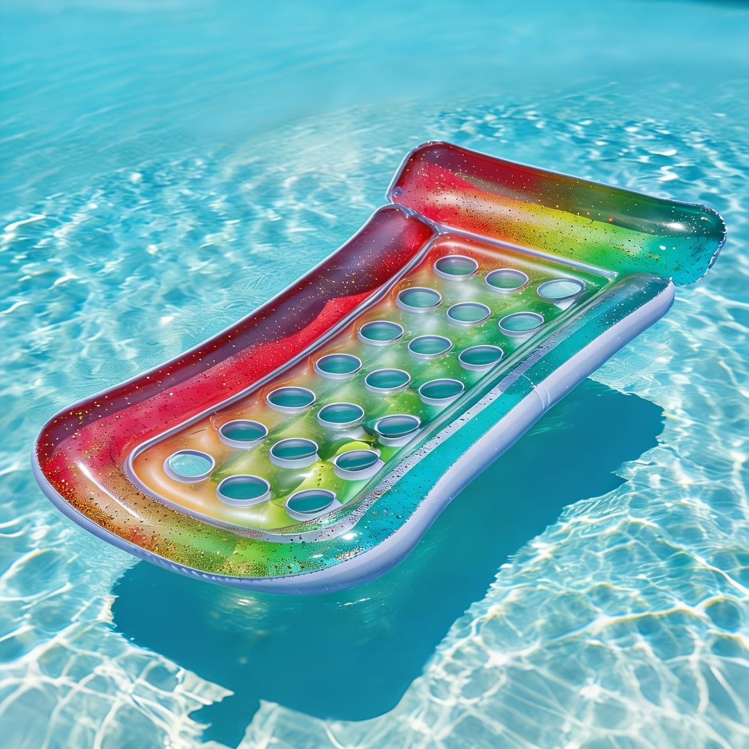 Inflatable Pool Float Sequin Gradient, Rectangular PVC Floating Bed with Ventilation Holes & Flash Gradient Colors, Buoyancy Water Lounge for Indoor Outdoor Pool Beach Lake - product image 14