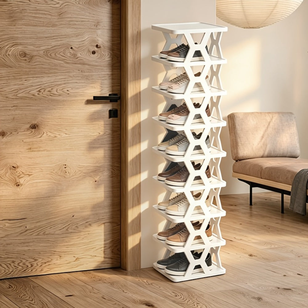 Shoe Rack Organizer 6 or 9 Tier - Space Saving Folding Shoe Rack for Hallway Doorway Bedroom Dorm, Narrow Entryway Shoe Storage, Black or White - product image 12