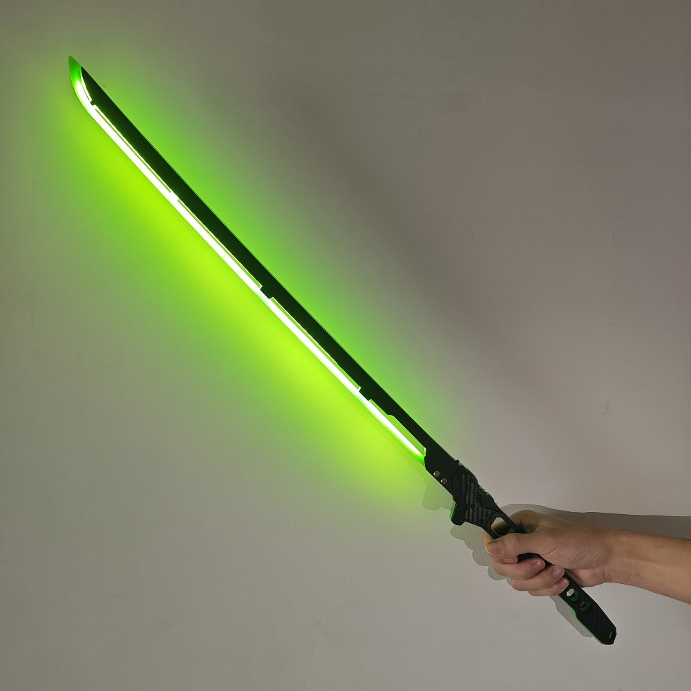 1:1 Scale Sci-Fi Glowing Sword for Cosplay Halloween Masquerade Party Display Collectible Blunt Safe Red Orange Green – LED Cyberpunk Katana Prop 80cm Acrylic - product image 23
