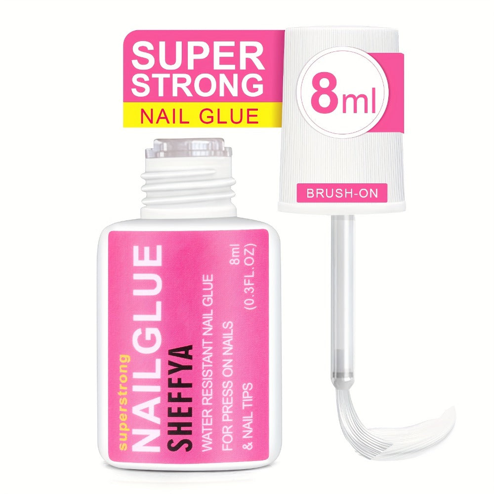 Brush-On Nail Glue Maximum Strength 0.27oz by SHEFFYA – Long-Lasting Mess-Free Precision Applicator for Press-On Nails, Nail Tips & Acrylic Nails, Salon & DIY Home Nail Art, 2pc 5p - product image