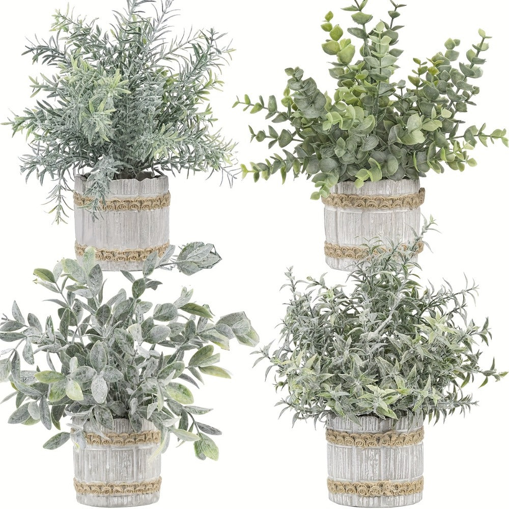 Fake Plants Artificial Plants Indoor 4-Pack Small Potted Greenery in Paper Pulp Pots | Faux Plants for Shelf Desk Home Office Farmhouse Bathroom Decor | Low-Maintenance Artificial  - product image 10
