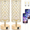 Crystal Bedside Table Lamp with Touch Control & 2 USB Charging Ports, 3-Way Dimmable Nightstand Lamp with Decorative Crystal Base, LED Bulb Included, for Bedroom Living Room Office - product image 14