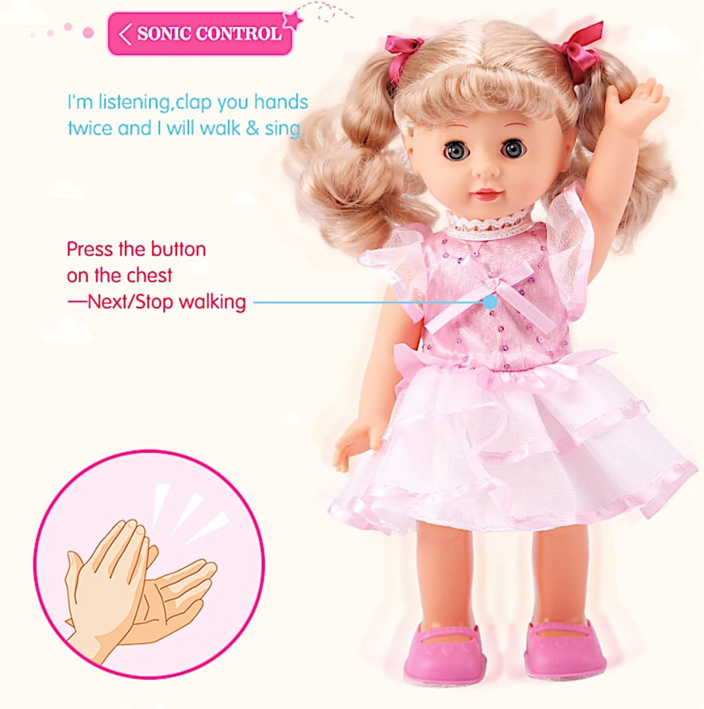 Walking Talking Doll Sonic Control 12 Inch Blonde Princess | Clap Activated Sings Walks Talks, Blinking Blue Eyes, Interactive Electronic Baby Doll, Birthday - product image 10